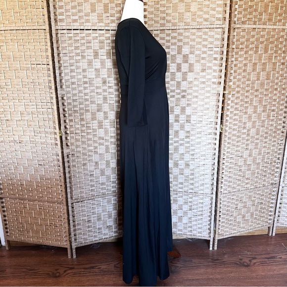 NWT black stretch knit Poseshe maxi dress L - Picture 6 of 13